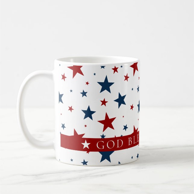 Caneca De Café Padrão de estrelas Red Blue USA da América do deus (Esquerda)