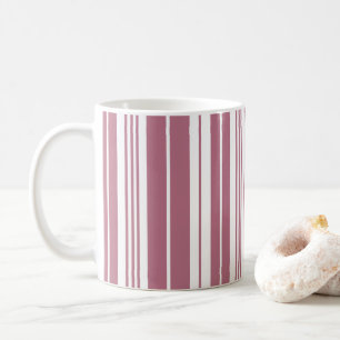 Caneca De Café Padrão de Faixa Vertical Branco Rosa