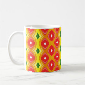 Caneca De Café Padrão de faixas de diamante retrô coloridas