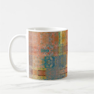 Caneca De Café padrão de faixas horizontais geométricas do abstra