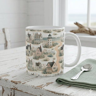 Caneca De Café Padrão de Farol de Casa de Praia