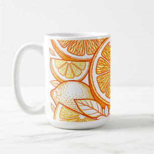 Caneca De Café Padrão de Fatia de Laranja Cítrica Vibrante
