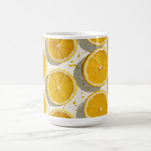Caneca De Café Padrão de Fatias de Laranja Iluminadas pelo Sol