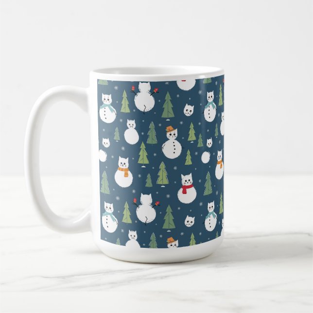 Caneca De Café Padrão de Férias de Gatos de Neve (Esquerda)