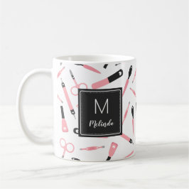 Caneca De Café Padrão de Ferramentas Manicuristas Cor-de-Rosa Cor