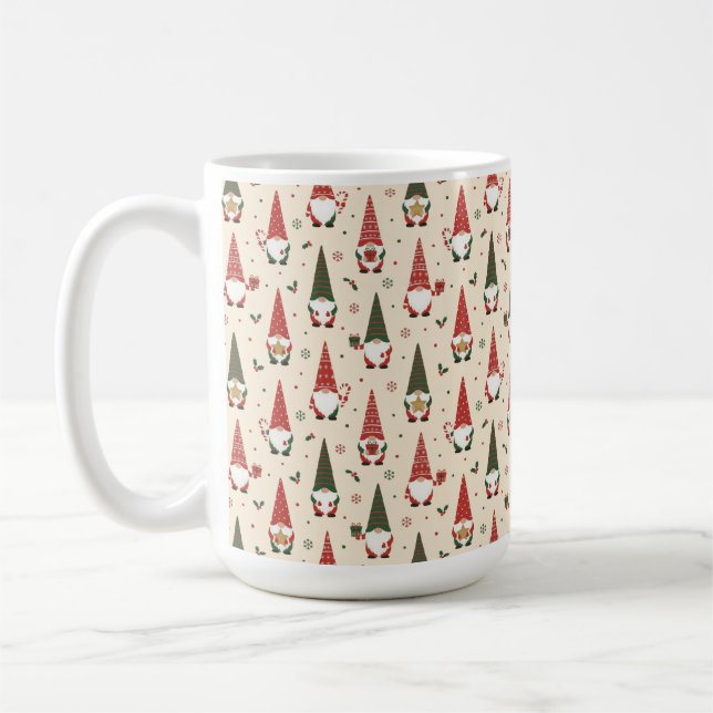 Caneca De Café Padrão de festa de Gnome de Natal (Esquerda)