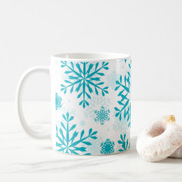 Caneca De Café Padrão de Floco de Neve Azul
