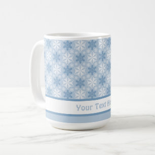 Caneca De Café Padrão de Floco de Neve Branco Brilhante e Inverno