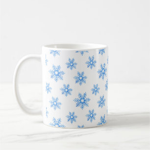 Caneca De Café Padrão de Floco de Neve da Cor Azul