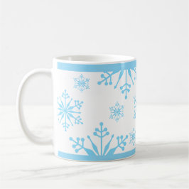 Caneca De Café Padrão de floco de neve em azul.