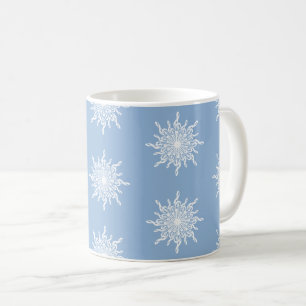 Caneca De Café Padrão de Floco de Neve G-Clef Ornamental Blue de 