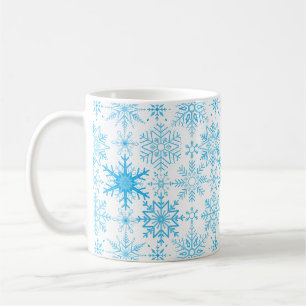 Caneca De Café Padrão de flocos de neve azul