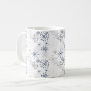 Caneca De Café Padrão de Flocos de Neve da Aquarela Natal