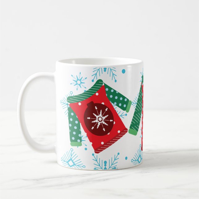 Caneca De Café Padrão de Flocos de Neve de Suéter Feio (Esquerda)
