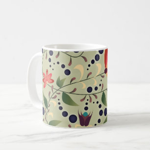 Caneca De Café Padrão de Flor Abstrata Bonito em Verde Sage