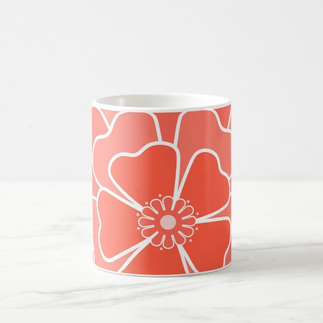 Caneca De Café Padrão de flor abstrata laranja (Centro)