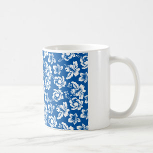 Caneca De Café Padrão de Flor Azul Hawiian