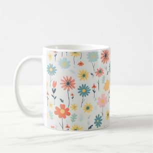 Caneca De Café Padrão de Flor Colorido Bonito