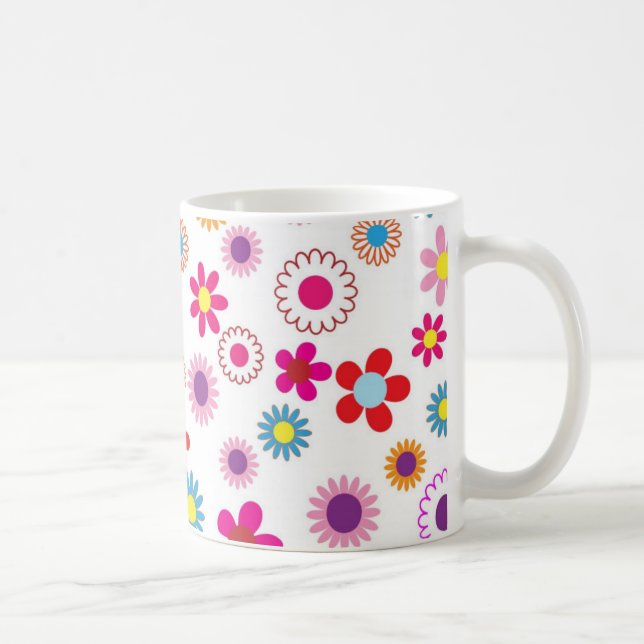 Caneca De Café Padrão de Flor de Daisy Cute (Direita)