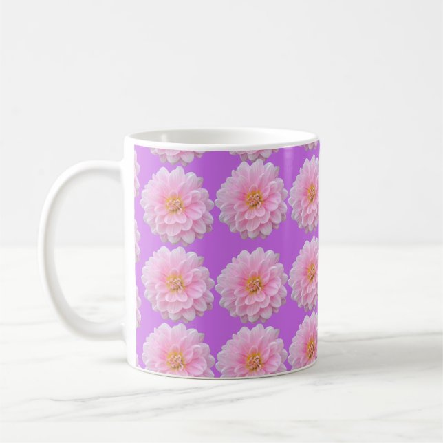 Caneca De Café Padrão de Flor de Dália Rosa Roxo (Esquerda)