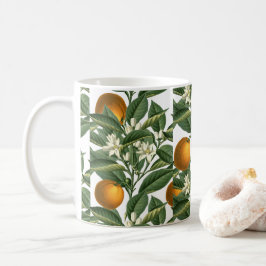 Caneca De Café Padrão de Flor de Fruta de Laranja Botânica Vintag