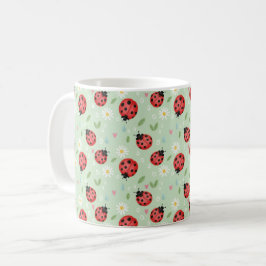Caneca De Café Padrão de Flor de Joaninha