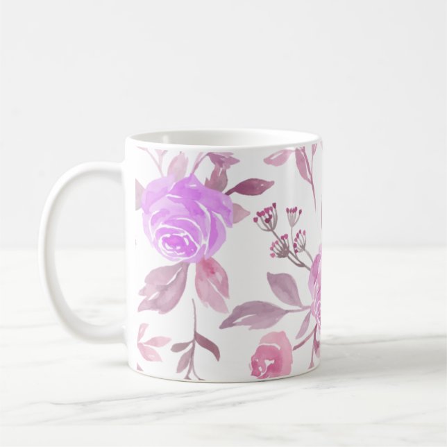 Caneca De Café Padrão de Flor de Pastel (Esquerda)