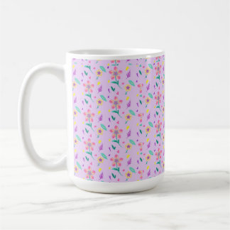 Caneca De Café "Padrão de Flor de Pastel - Cor de Água Fora de Co