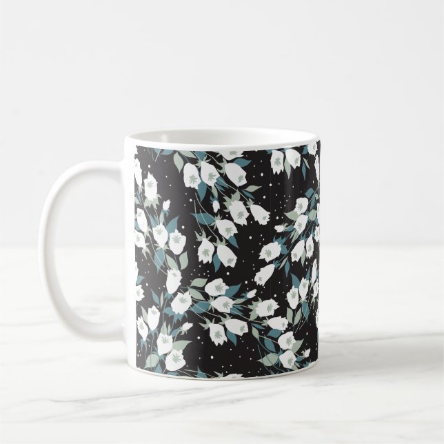Caneca De Café Padrão de Flor de Tulipas Elegante - Plano de Fund (Esquerda)