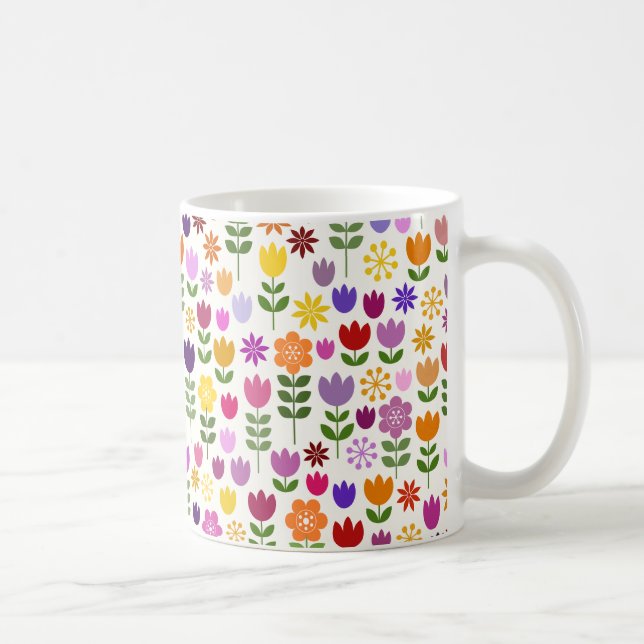 Caneca De Café Padrão de Flor do Estilo Escandinavo (Direita)