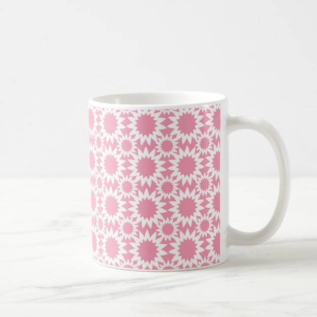 Caneca De Café Padrão de Flor Estrela Rosa e Branco Fofo (Direita)