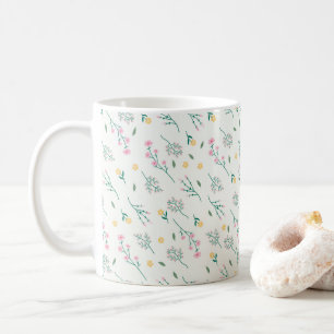 Caneca De Café Padrão de Flor Primavera Clássico Floral