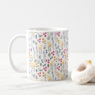 Caneca De Café Padrão de Flor Primavera Clássico Floral