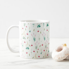 Caneca De Café Padrão de Flor Primavera Clássico Floral