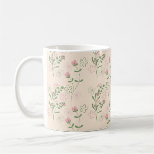 Caneca De Café Padrão de Flor Verde Rosa Y2K 70s Rosa Verde