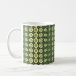 Caneca De Café Padrão de flor vintage verde e branco creme
