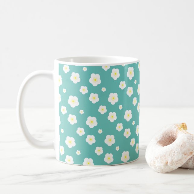 Caneca De Café Padrão de flora amarela gradiente de Primavera aqu (Com Donut)