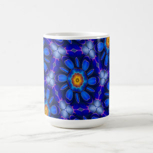 Caneca De Café Padrão de Flores Azuis abstrato