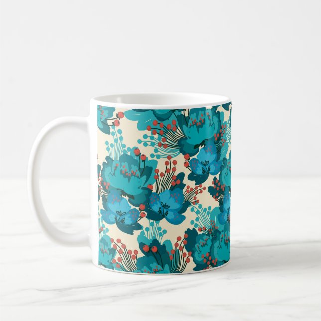 Caneca De Café Padrão de flores da vindima (Esquerda)