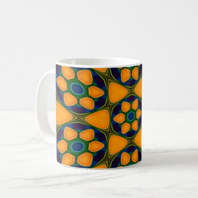 Caneca De Café Padrão de Flores de Abstrato exclusivo (Frente Esquerda)