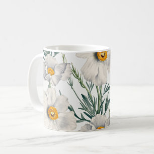 Caneca De Café Padrão de Flores de Árvore da Califórnia Branca