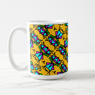 Caneca De Café Padrão de flores de besouro rabisco