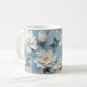 Caneca De Café Padrão de Flores de Gardenia Branca