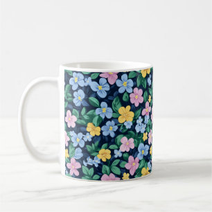 Caneca De Café Padrão de Flores de Mola