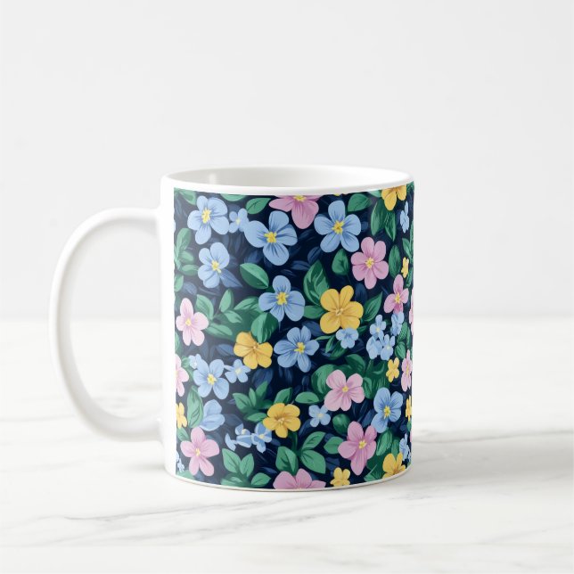 Caneca De Café Padrão de Flores de Mola (Esquerda)