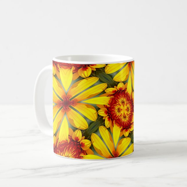 Caneca De Café Padrão de Flores de ouro (Frente Esquerda)