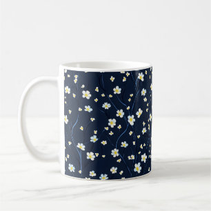 Caneca De Café Padrão de Flores Delicadas
