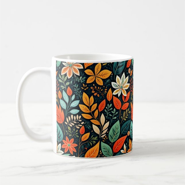 Caneca De Café Padrão de Flores Exóticas Florais (Esquerda)