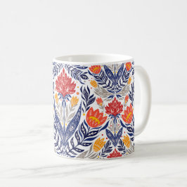 Caneca De Café Padrão de flores folclóricas