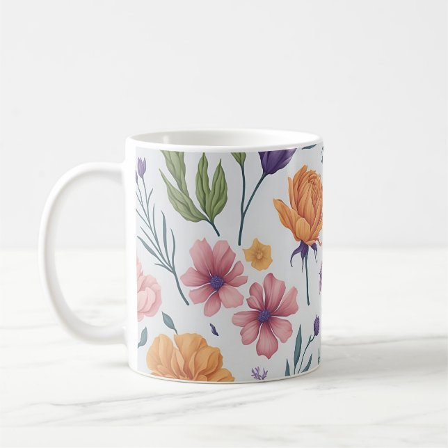 Caneca De Café Padrão de flores selvagens (Esquerda)